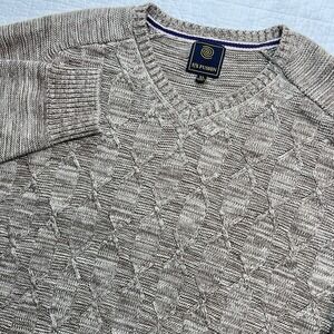 FX Fusion Cable Knit Grandpa Sweater V-Neck Drop Down Khaki Color Men's Size XL